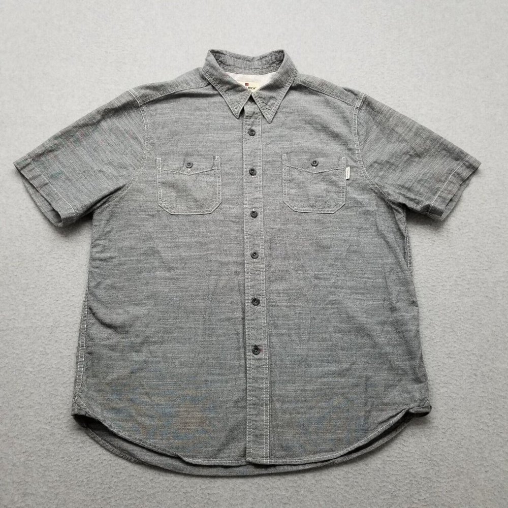 Woolrich Shirt Mens Large‎ Gray Button Up Short Sleeve Casual Pockets